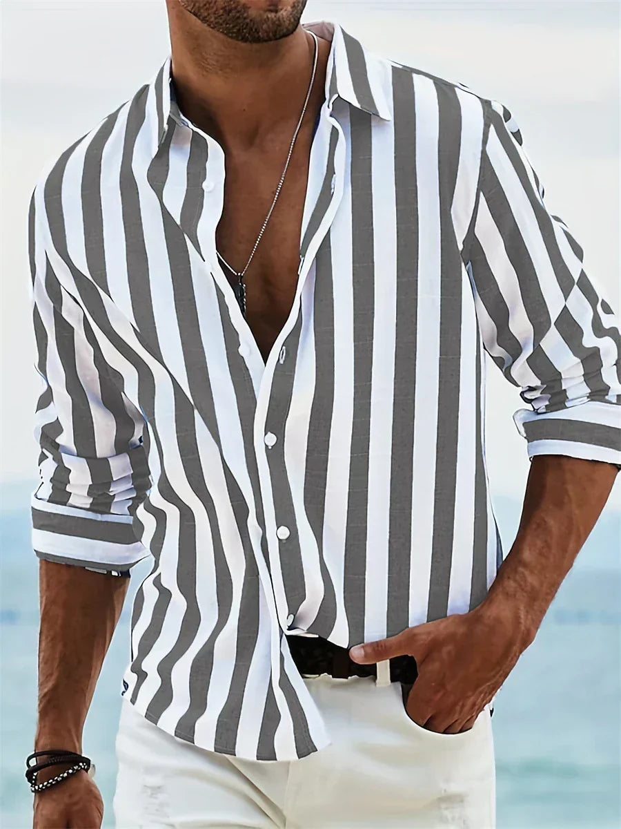 Malcolm - Men's Summer Striped Relaxed Shirt