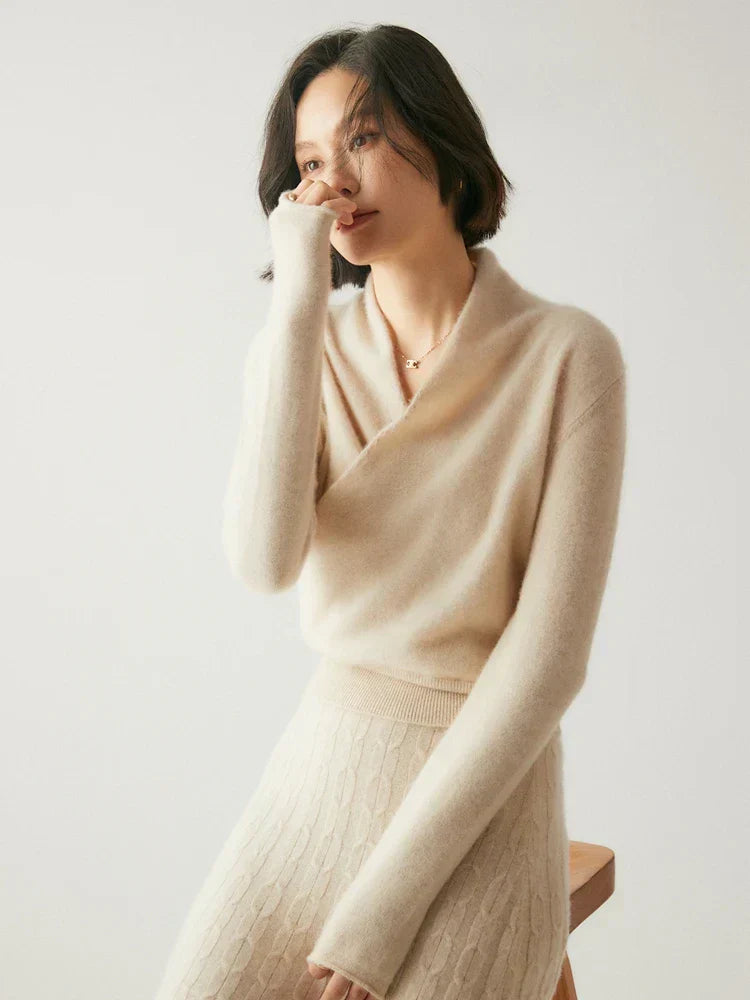 Sandra - Women's Elegant Wrap Sweater with Crossover Design