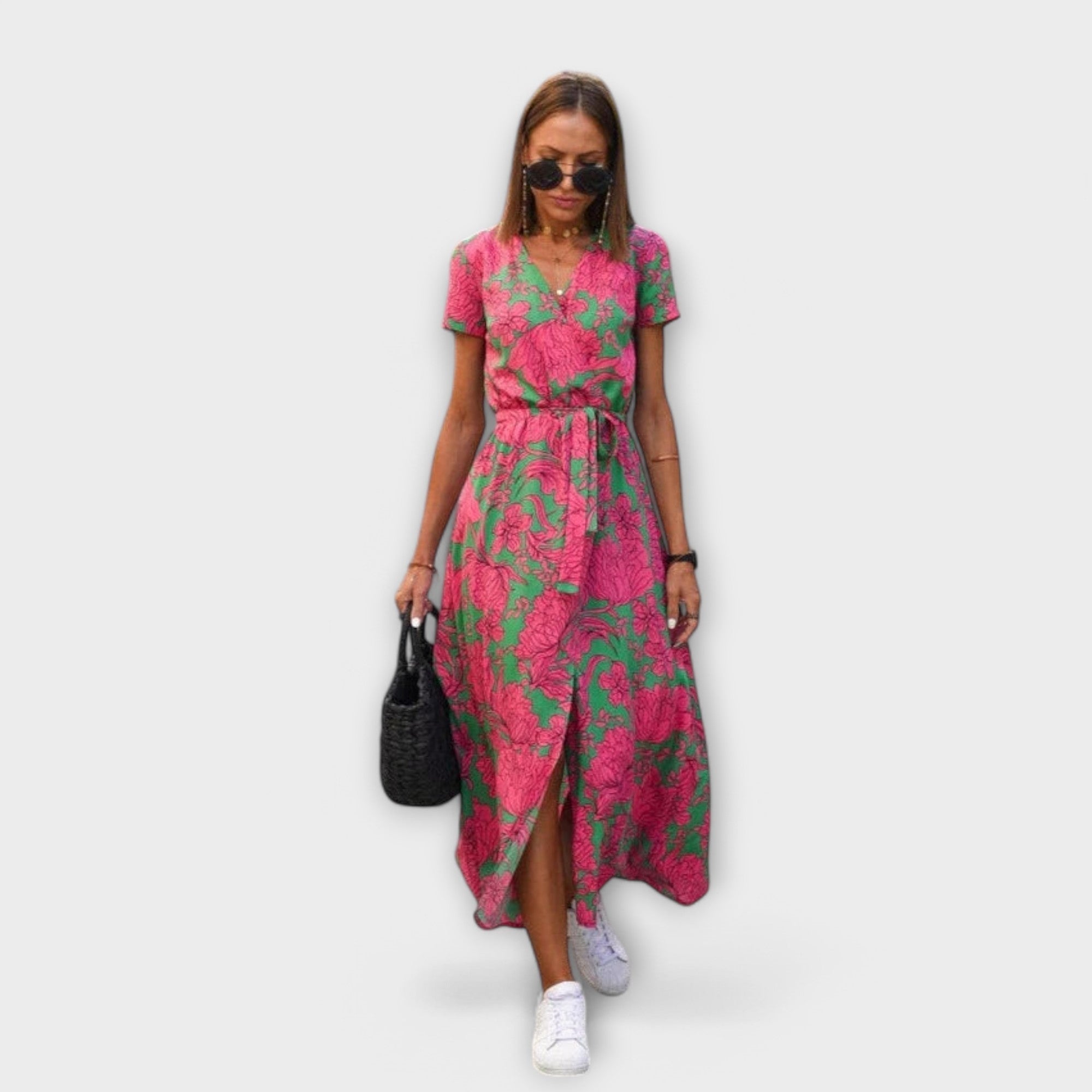 Janice - Women's Casual Langkleid with V-Neck and Belt