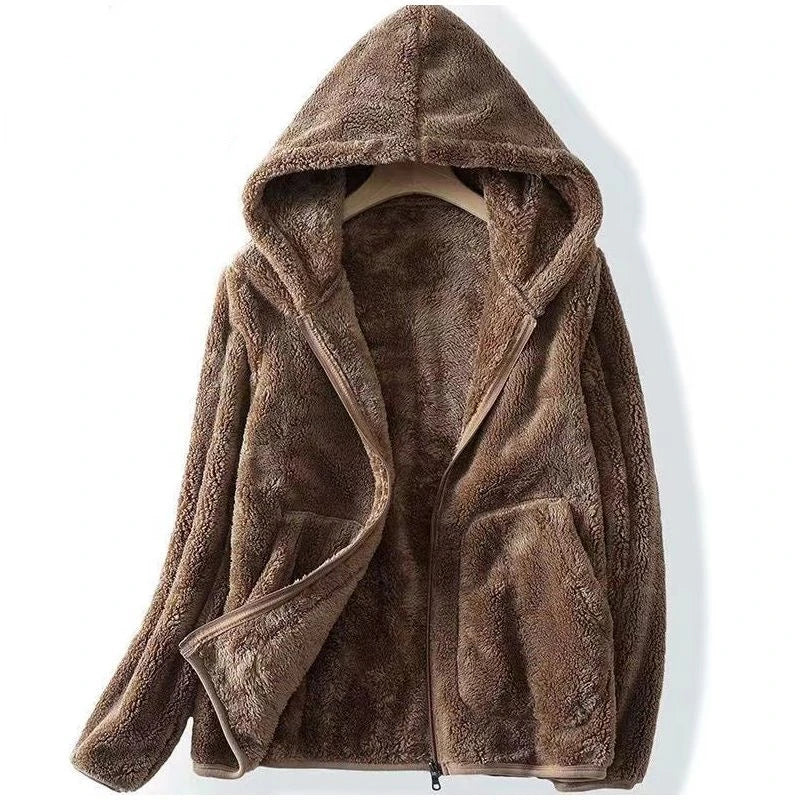 Amber - Women's Spring-Kuschelige Hooded Jacket with Zip
