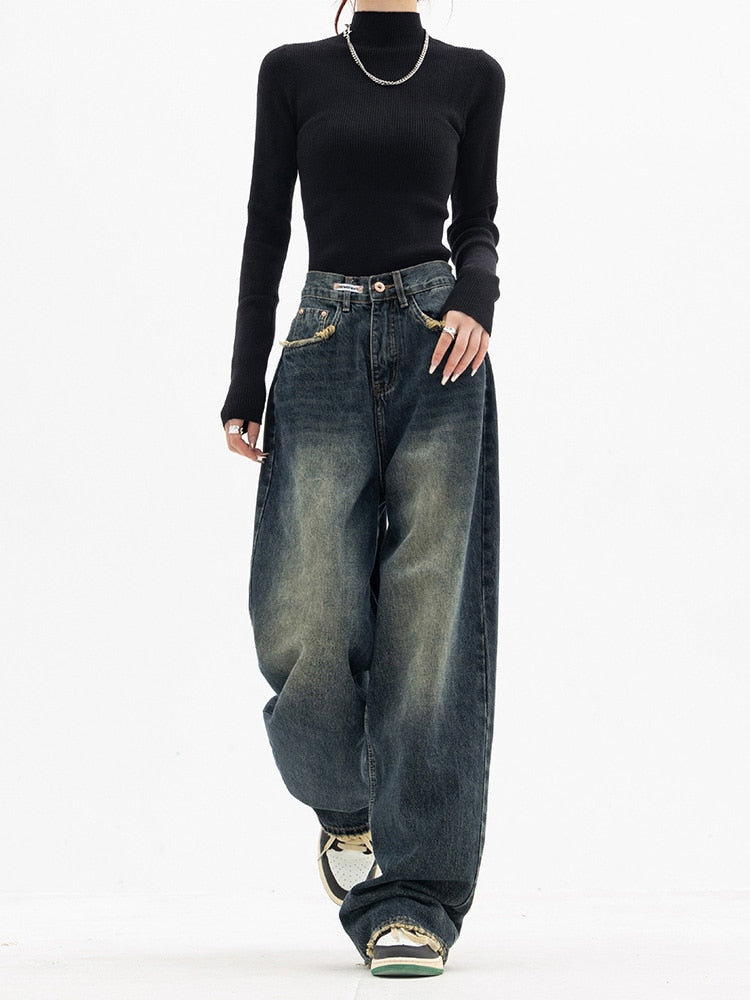 Deborah - Women's Wide Geschnittene Jeans aus Gewaschenem Denim