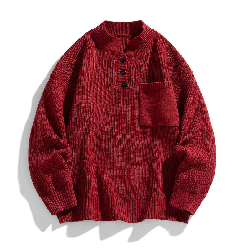 Eliza - Men's Spring-Knit Sweater with Button Placket