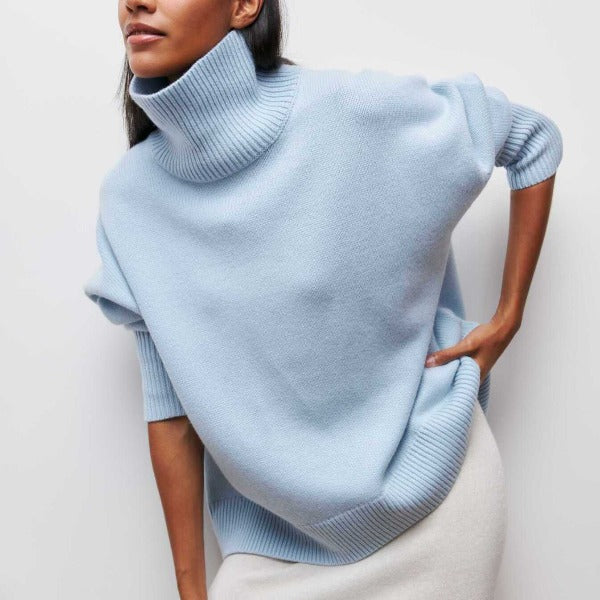 Maureen - Women's Oversized Spring Sweater with high Collar