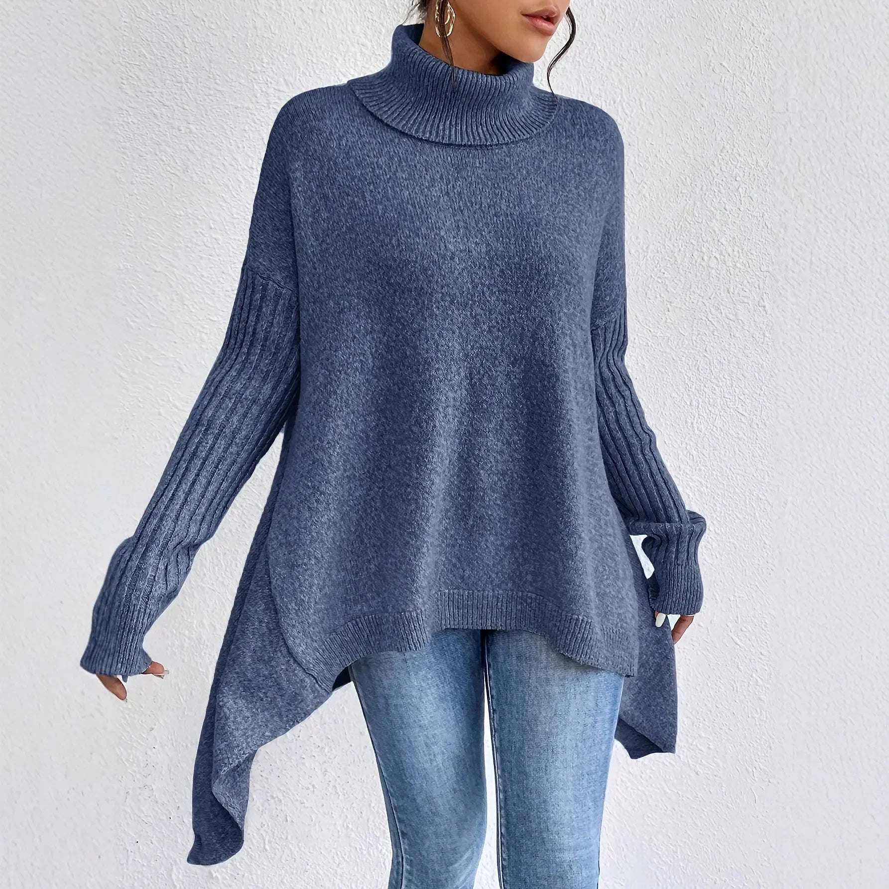 Naomi - Women's Cosy Oversized Spring Sweater with high Collar