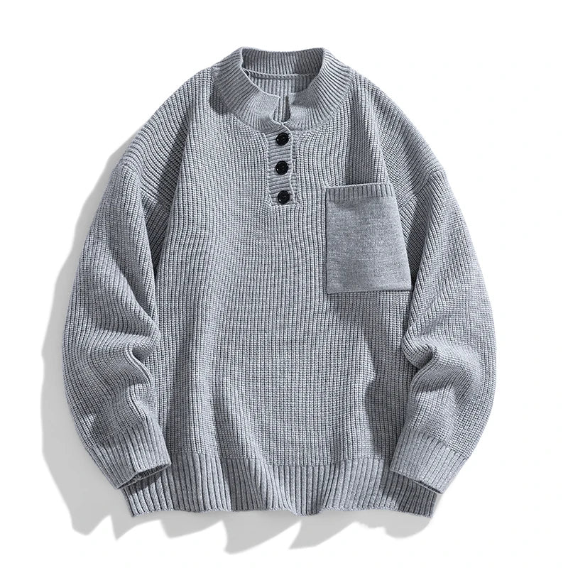 Eliza - Men's Spring-Knit Sweater with Button Placket