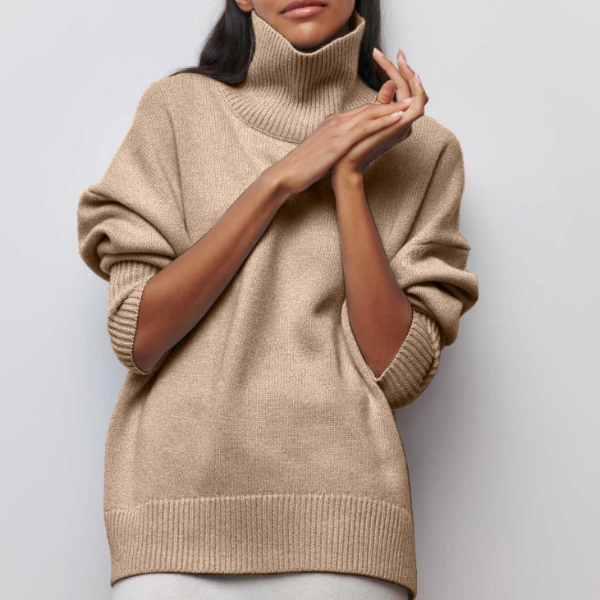 Maureen - Women's Oversized Spring Sweater with high Collar