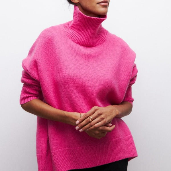 Maureen - Women's Oversized Spring Sweater with high Collar