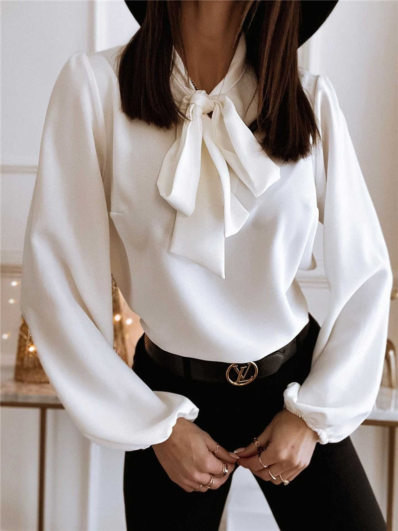 Abigail - Women's Chic Blouse with Schleifenkragen and langen Sleeves