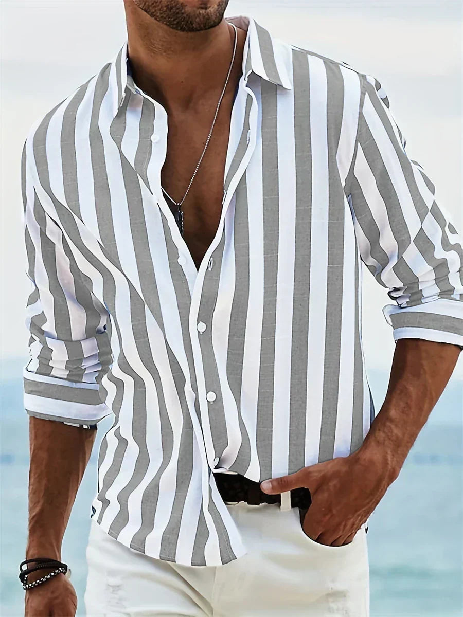 James - Striped Men's Button-Down Casual Shirt