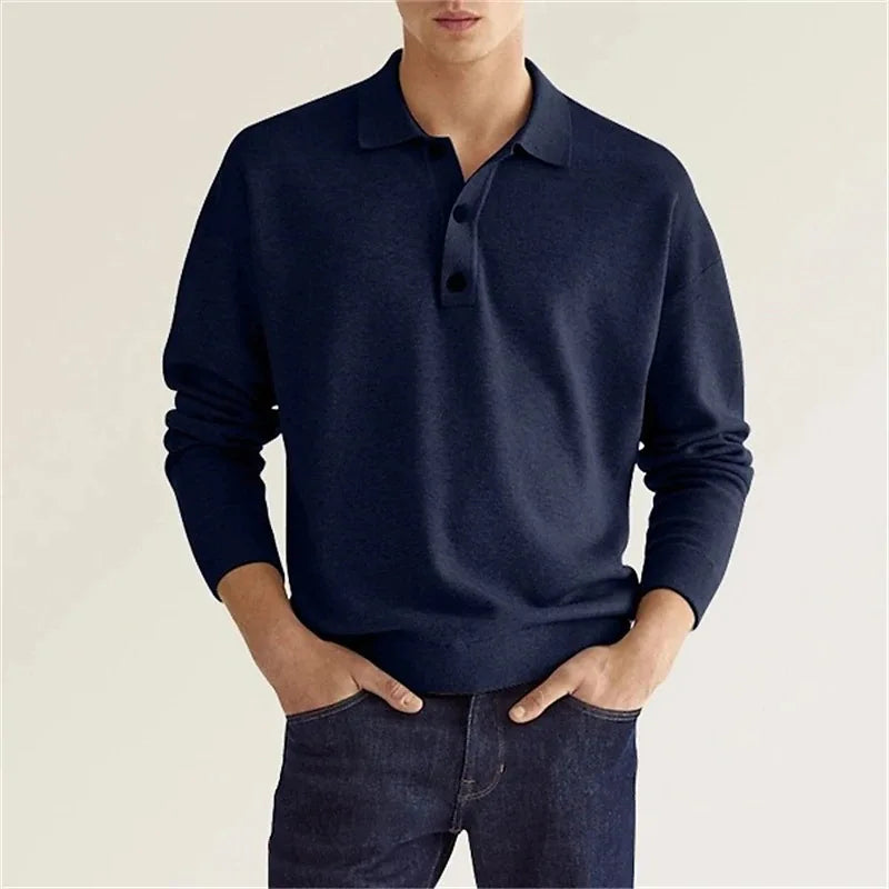 Malcolm - Men's Casual-Polo Shirt with langen Sleeves