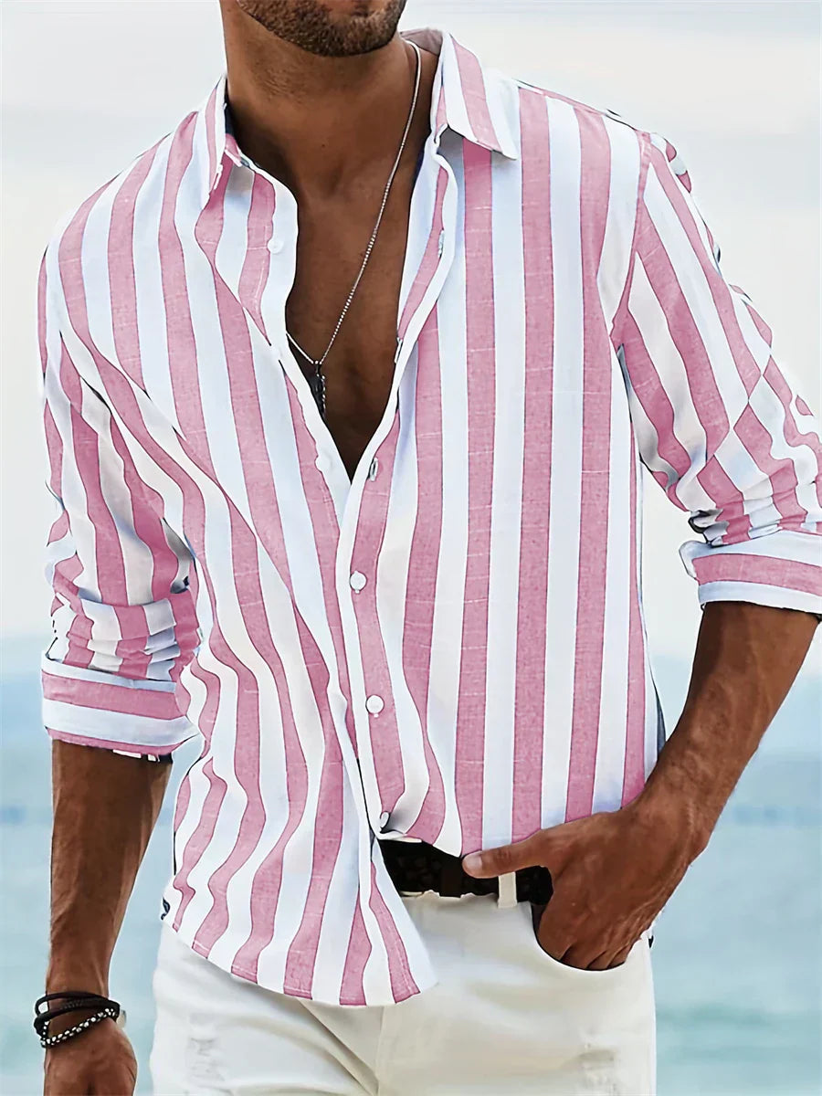 James - Striped Men's Button-Down Casual Shirt