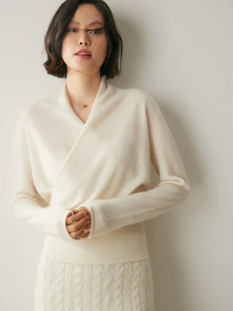 Sandra - Women's Elegant Wrap Sweater with Crossover Design