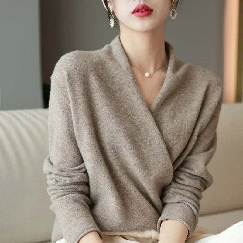 Rachel - Women's Spring Wrap Sweater with V Neckline