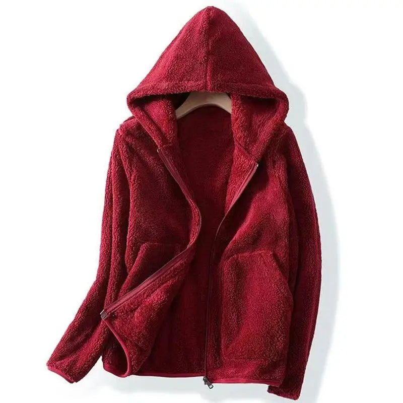Amber - Women's Spring-Kuschelige Hooded Jacket with Zip
