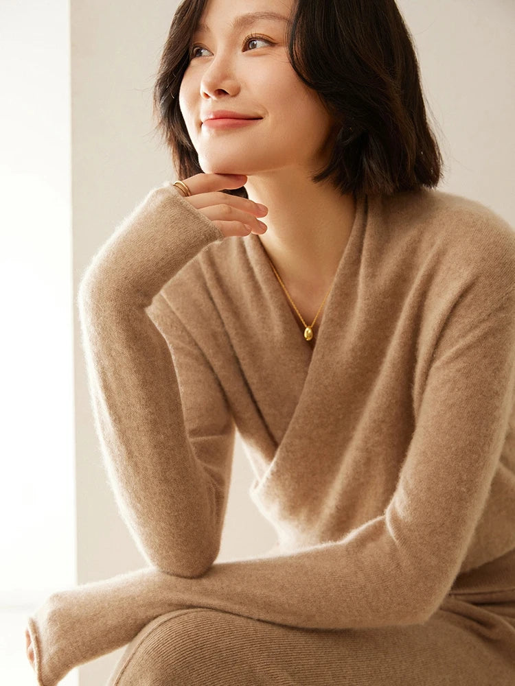 Sandra - Women's Elegant Wrap Sweater with Crossover Design