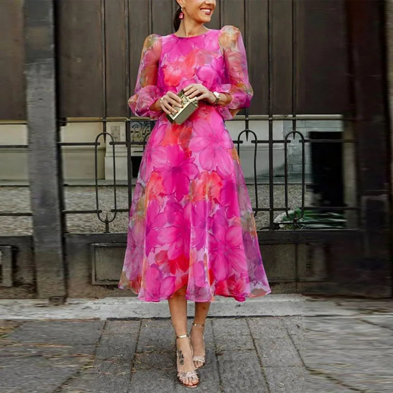 Lily - Women's Wedding Guest Dress Formal Floral Midi Dress