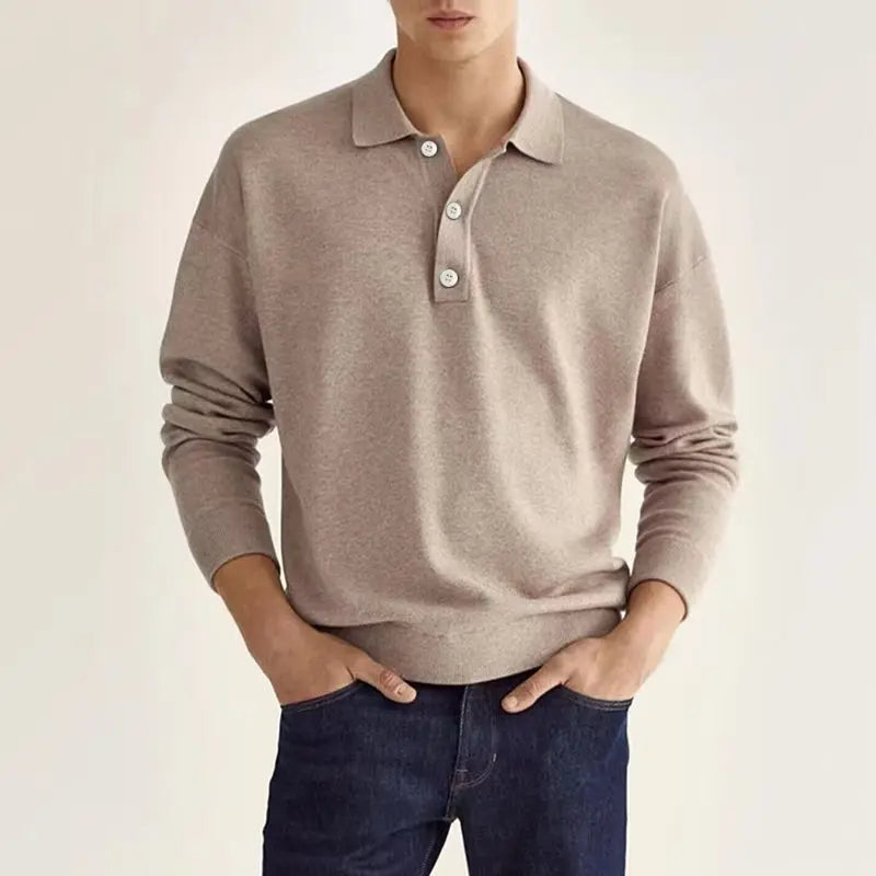 Malcolm - Men's Casual-Polo Shirt with langen Sleeves