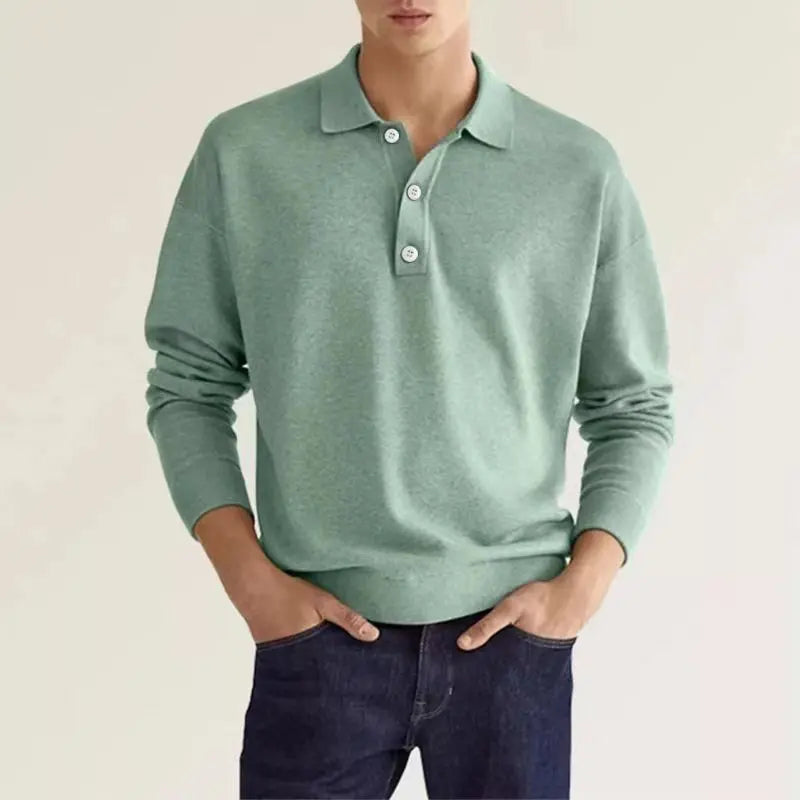 Malcolm - Men's Casual-Polo Shirt with langen Sleeves