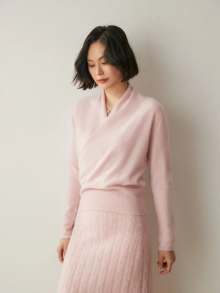 Sandra - Women's Elegant Wrap Sweater with Crossover Design