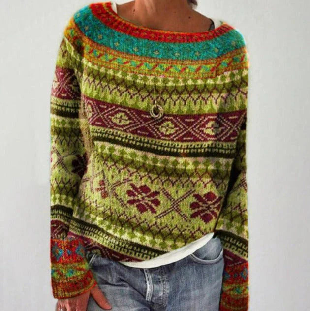 Amelia - Women's-Spring-Christmas Sweater with nordischem Pattern