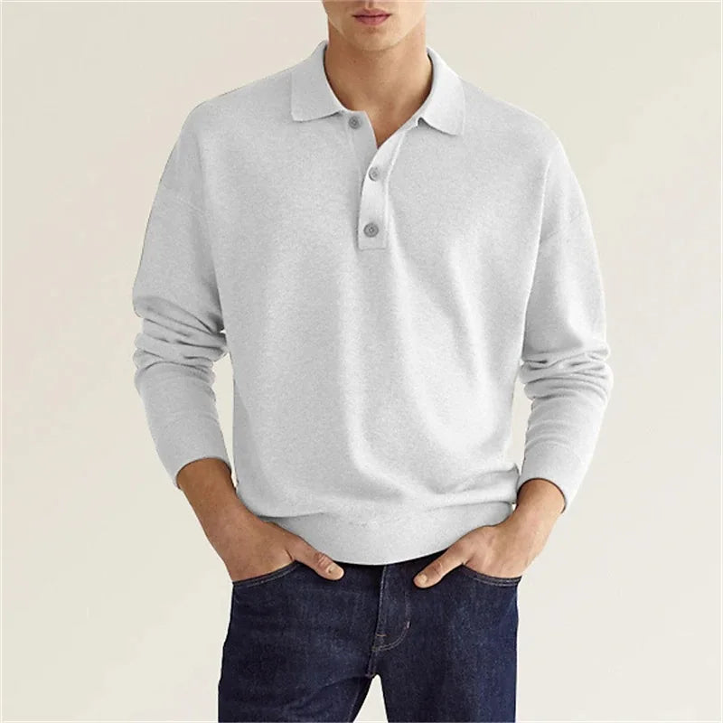 Malcolm - Men's Casual-Polo Shirt with langen Sleeves