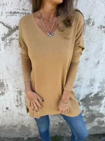 Phoebe - Women's Cosy Autumn-Top with V-Neck and langer Fit