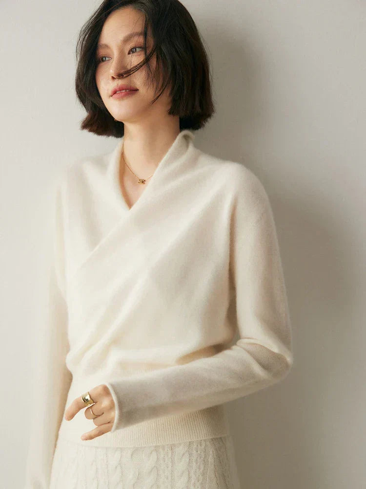Sandra - Women's Elegant Wrap Sweater with Crossover Design