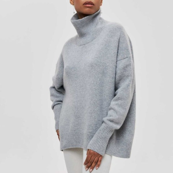 Maureen - Women's Oversized Spring Sweater with high Collar