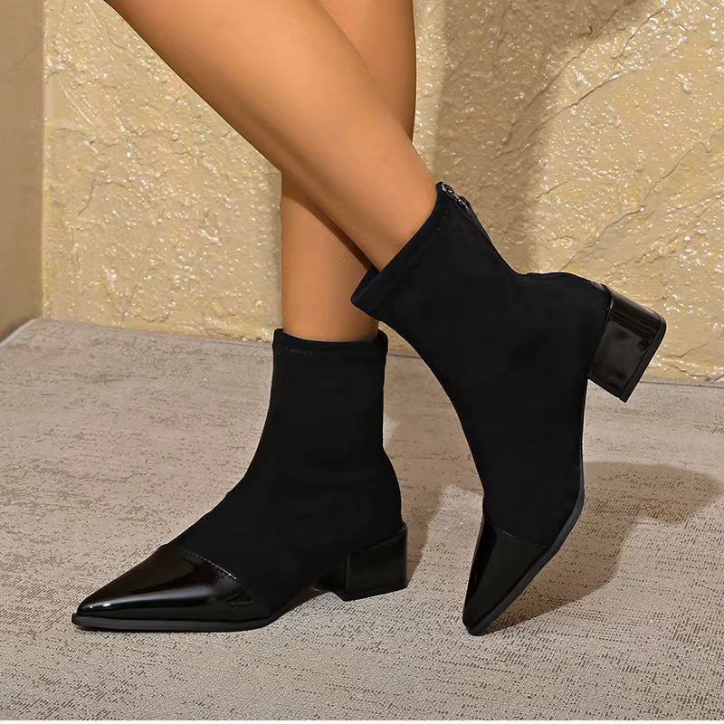 Megan - Women's Spring Ankle Boots with Block Heel