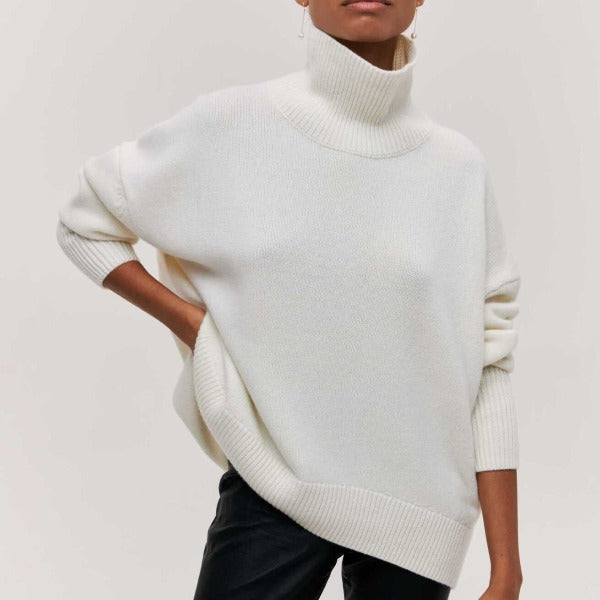 Maureen - Women's Oversized Spring Sweater with high Collar