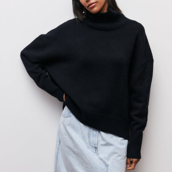 Maureen - Women's Oversized Spring Sweater with high Collar
