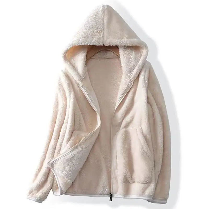 Amber - Women's Spring-Kuschelige Hooded Jacket with Zip