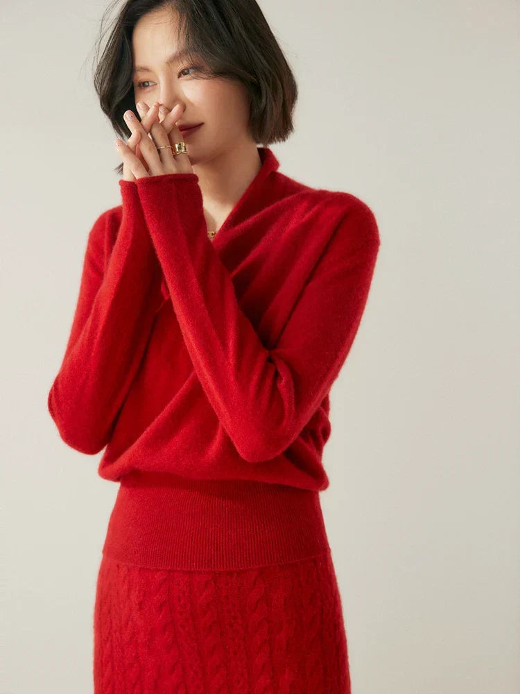 Sandra - Women's Elegant Wrap Sweater with Crossover Design