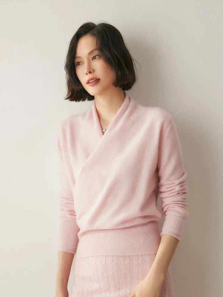 Sandra - Women's Elegant Wrap Sweater with Crossover Design
