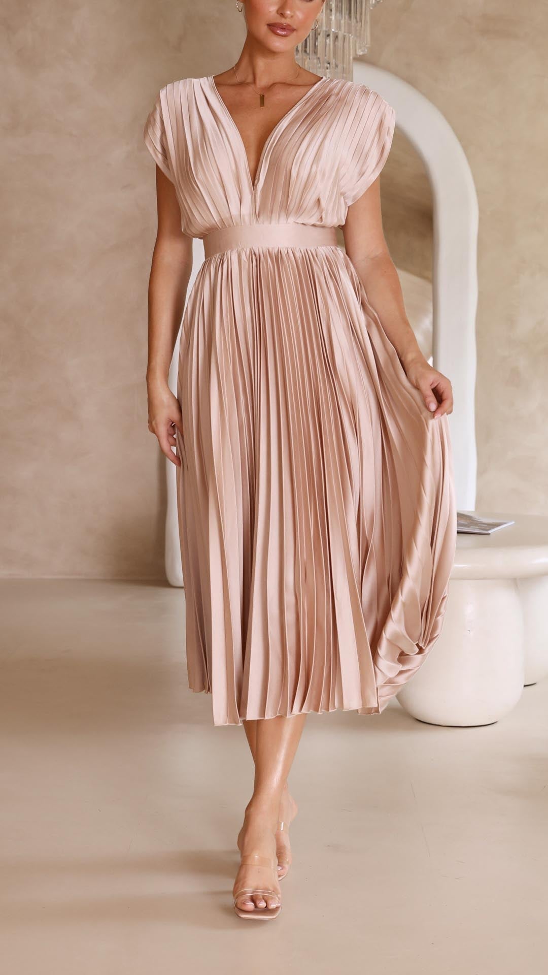 Isabella - Women's Klassisches Gefaltetes Maxi Dress