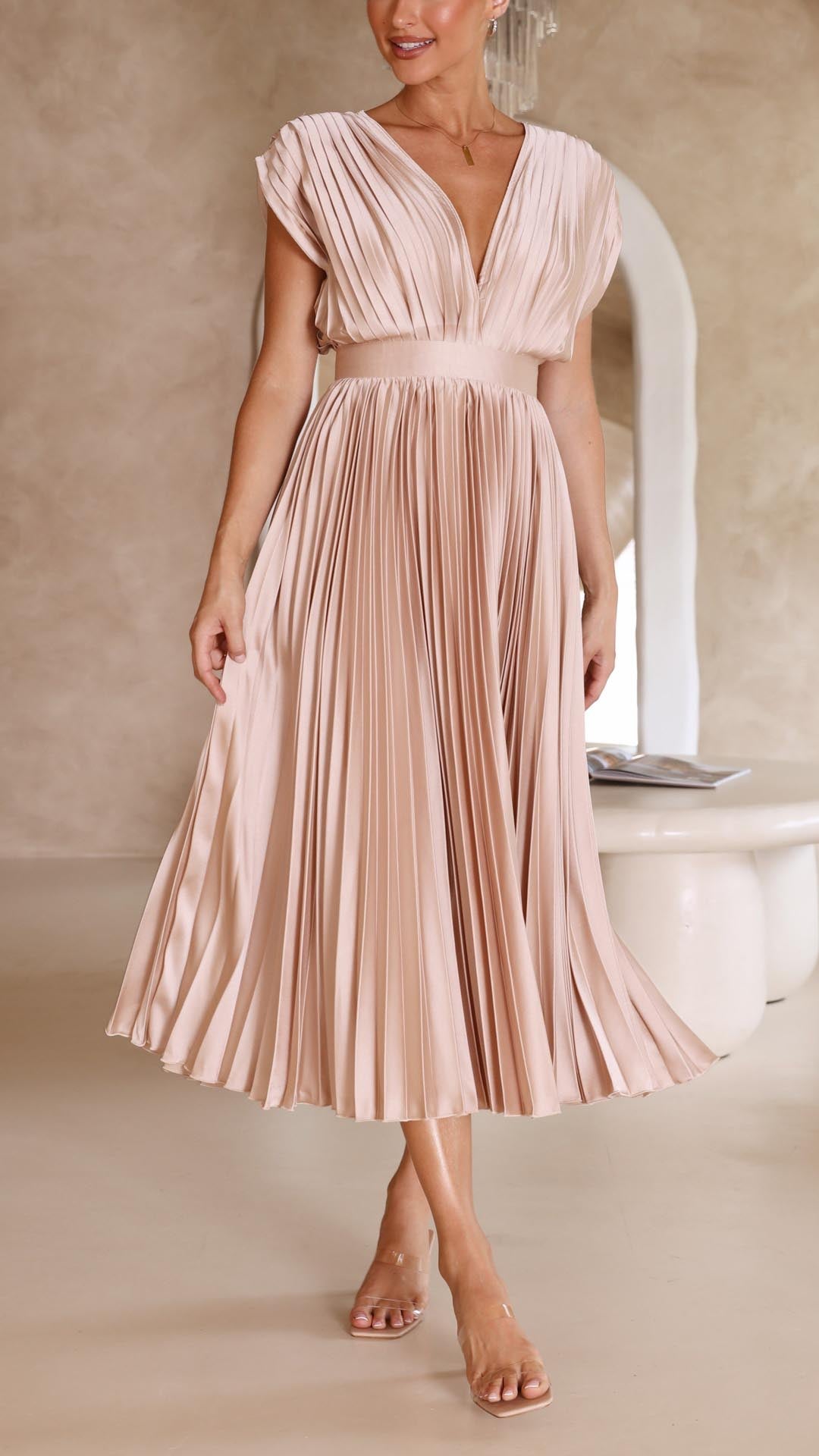 Isabella - Women's Klassisches Gefaltetes Maxi Dress
