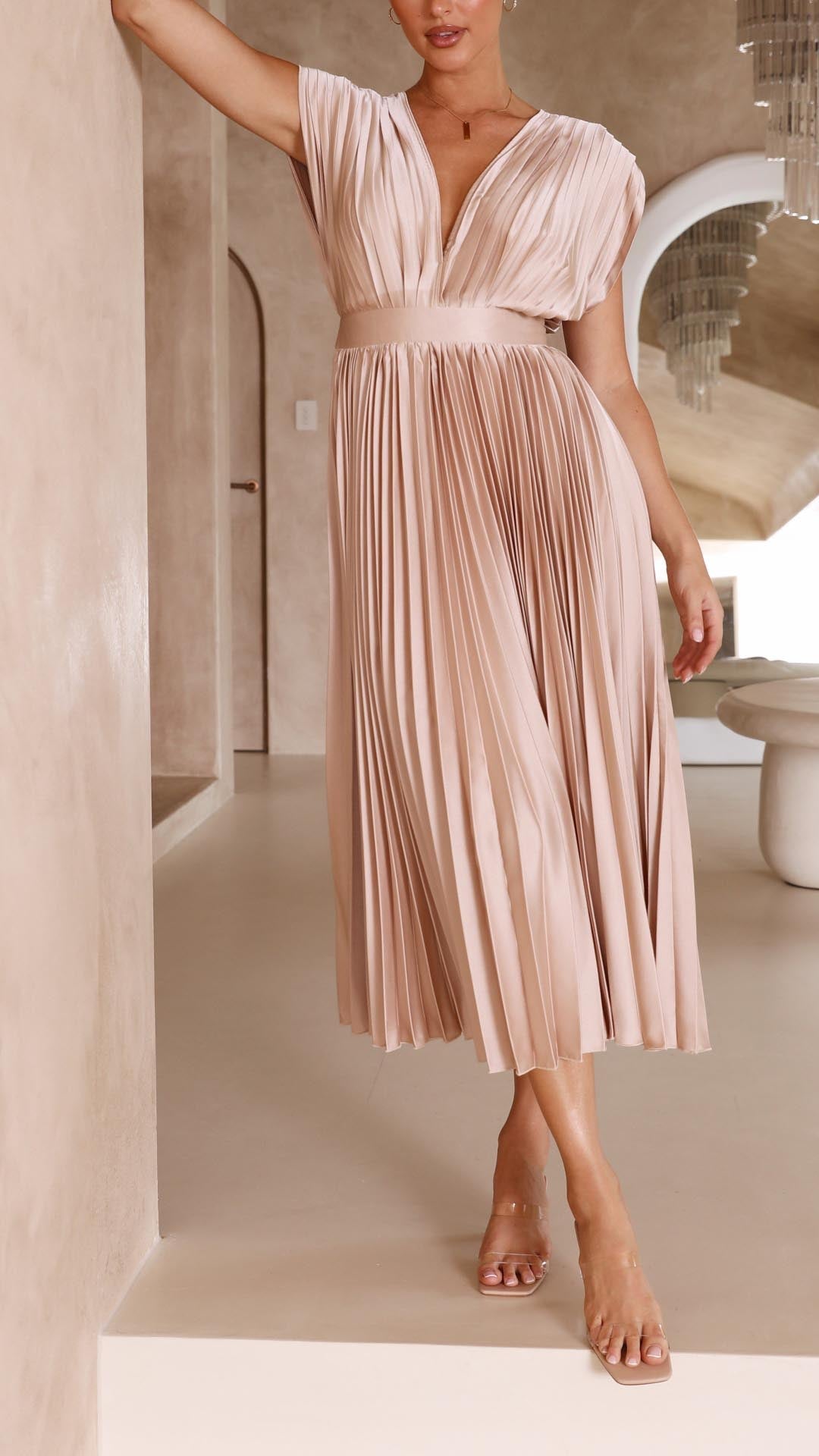 Isabella - Women's Klassisches Gefaltetes Maxi Dress