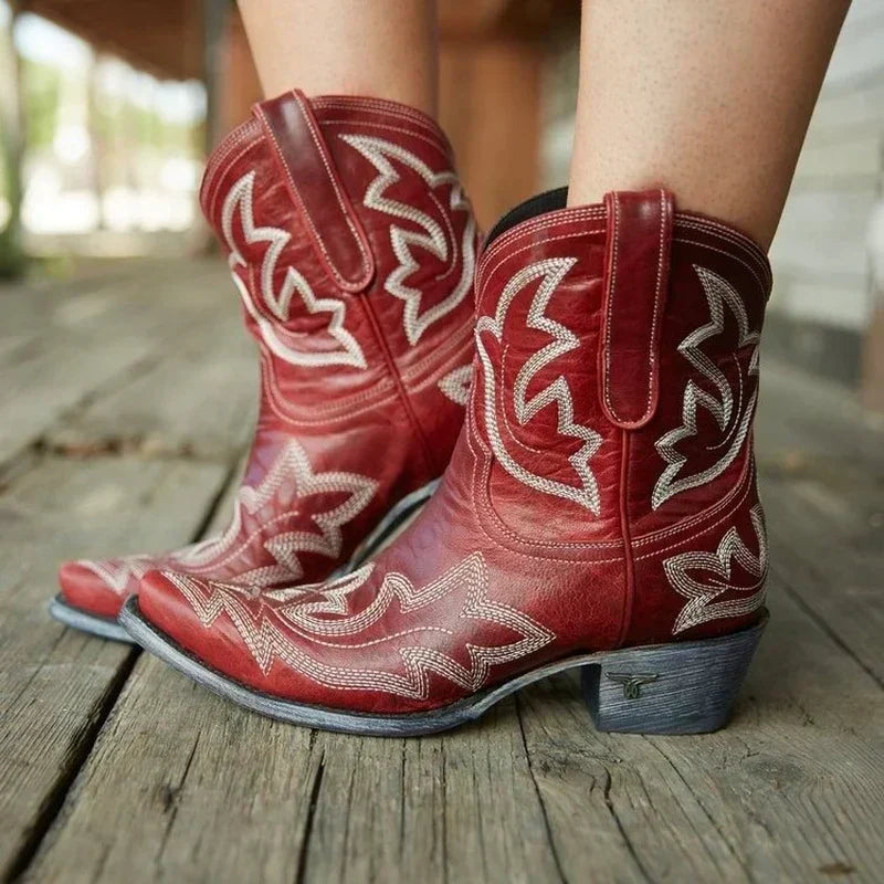 Amber - Women's Stylish Cowboy-Boots with Western-Stickerei
