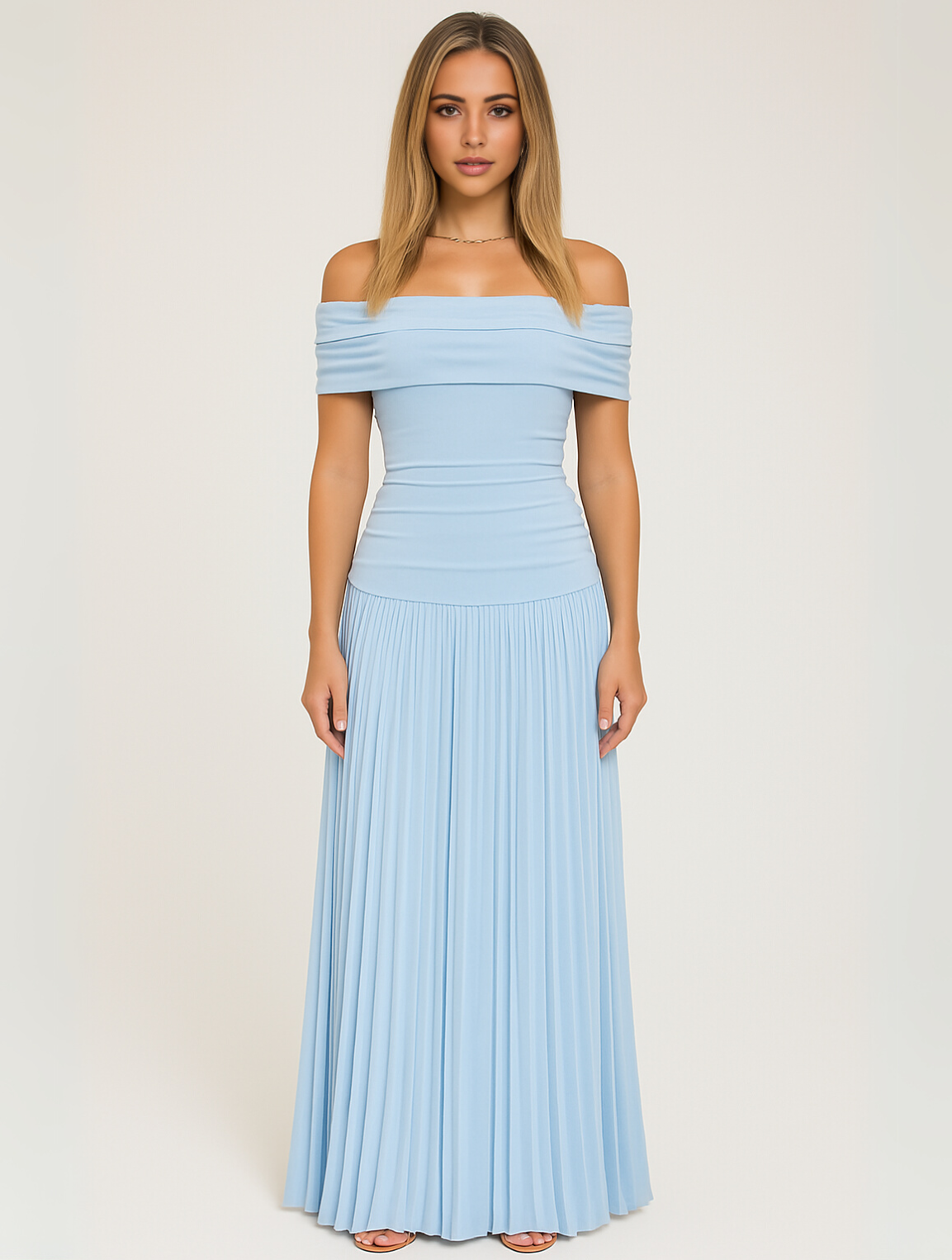 Rebecca - Women's Pleated Maxi Dress for Wedding Guests
