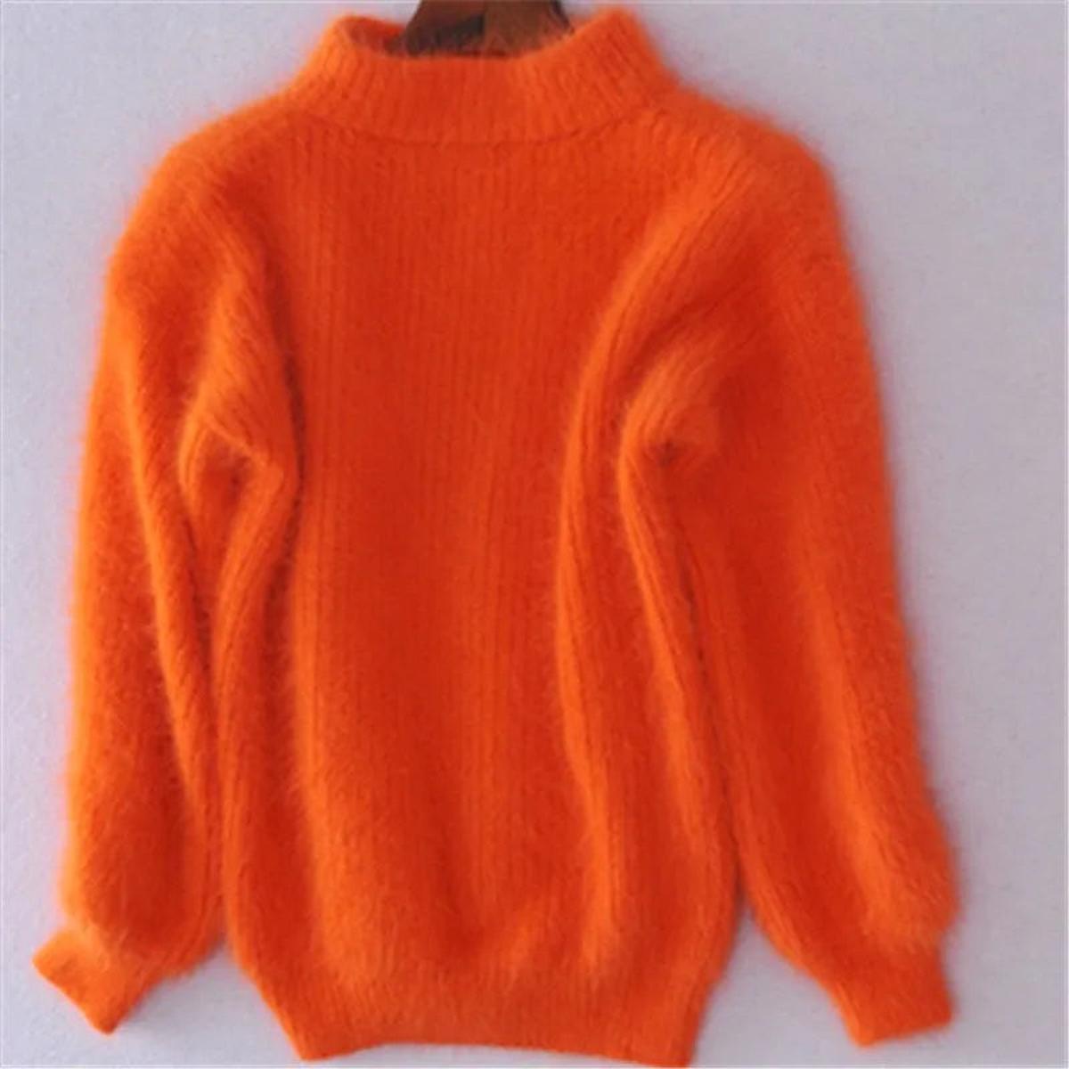 Molly - Women's Soft Flauschiger Spring Sweater with high Collar