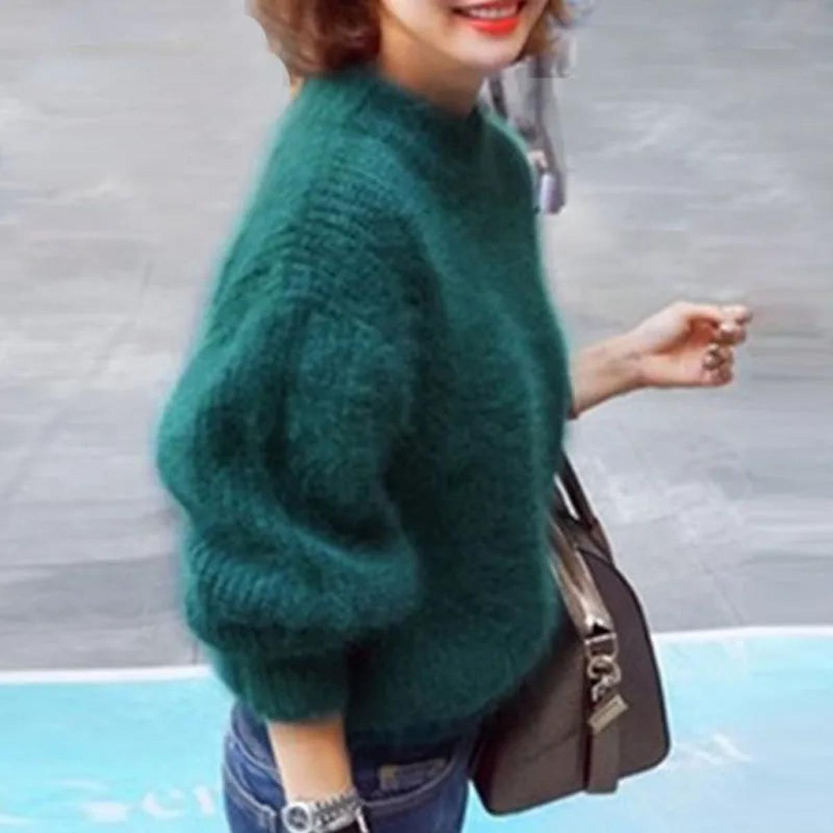 Molly - Women's Soft Flauschiger Spring Sweater with high Collar