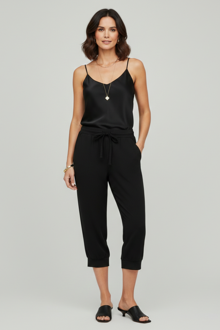 Amelia - Women's Capri Trousers with Drawstring Waist and Side Pockets