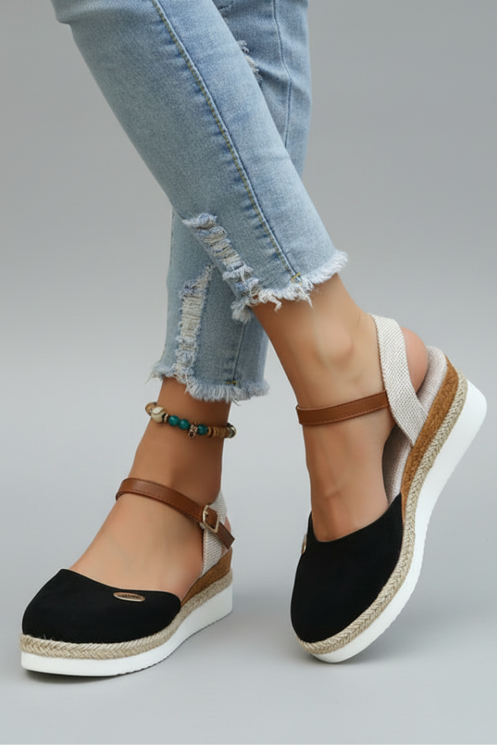 Natalie - Women's Espadrille-Sandals with geschlossener Lace and Slingback-Strap