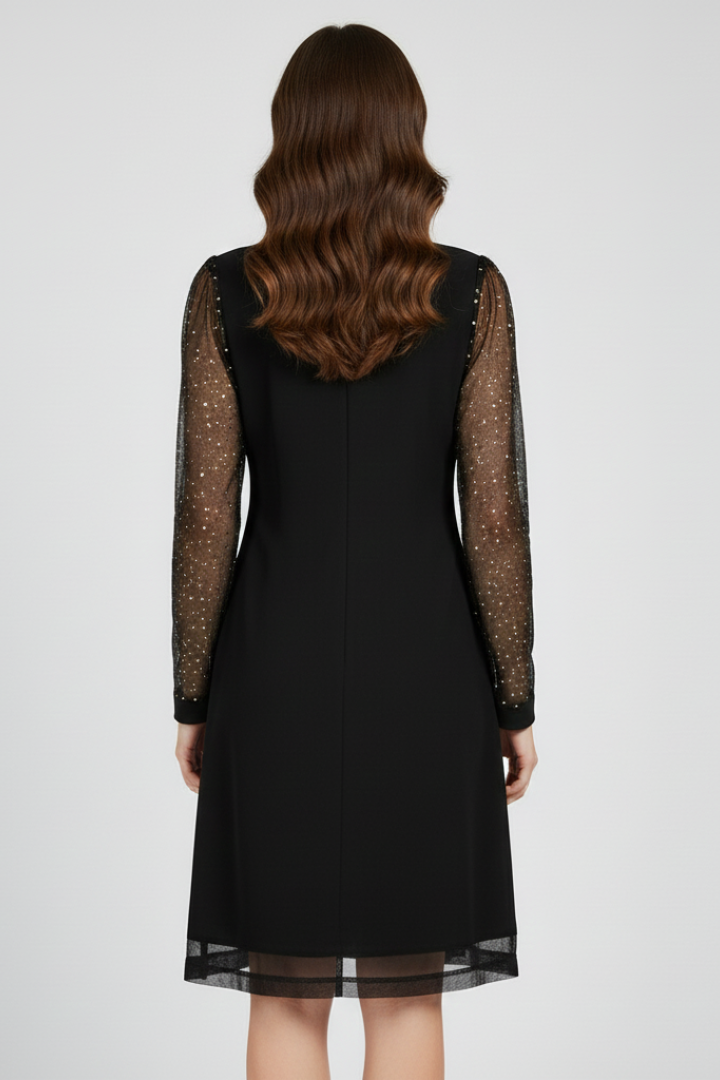 Molly - Women's V-Neck Cocktail Dress with Sequin Sleeves