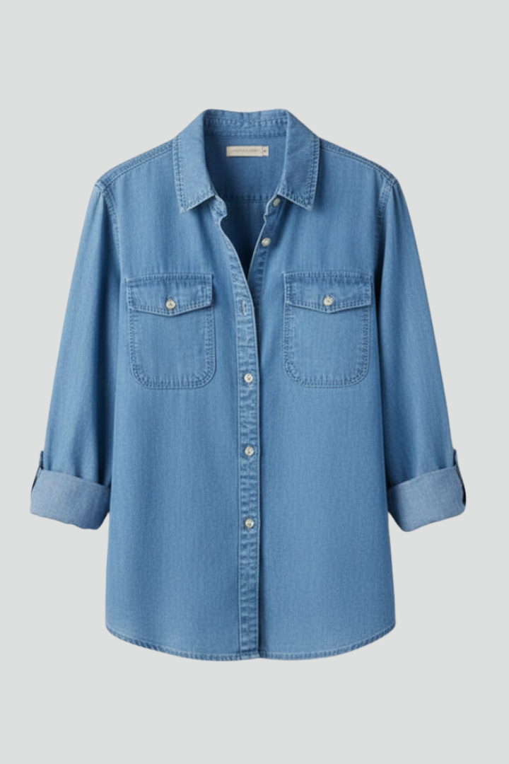 Natalie - Women's Denimhemd with Button Placket vorne and langen Sleeves