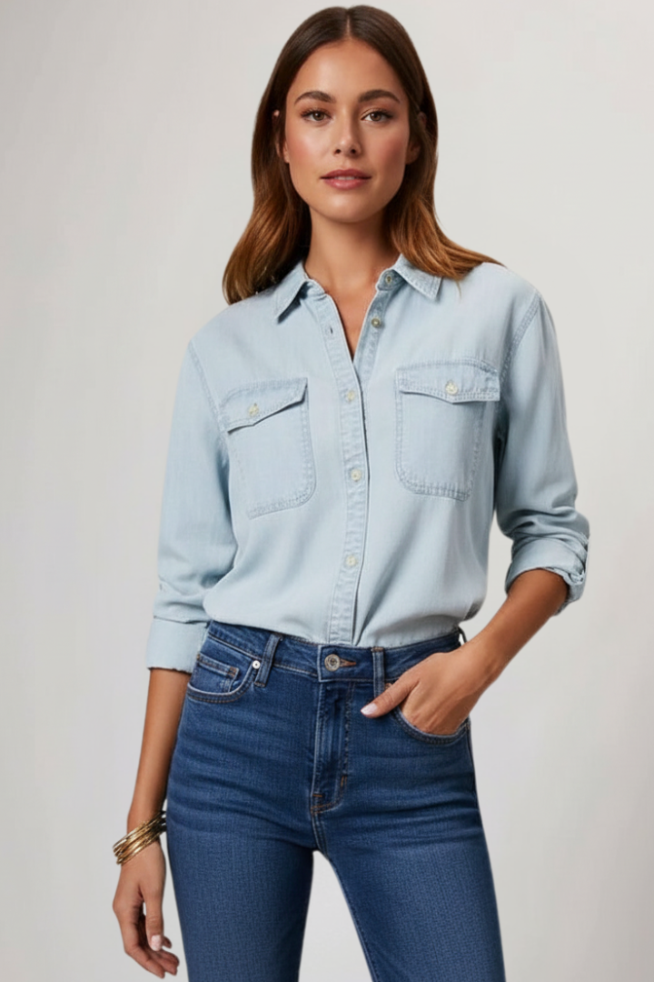 Natalie - Women's Denimhemd with Button Placket vorne and langen Sleeves
