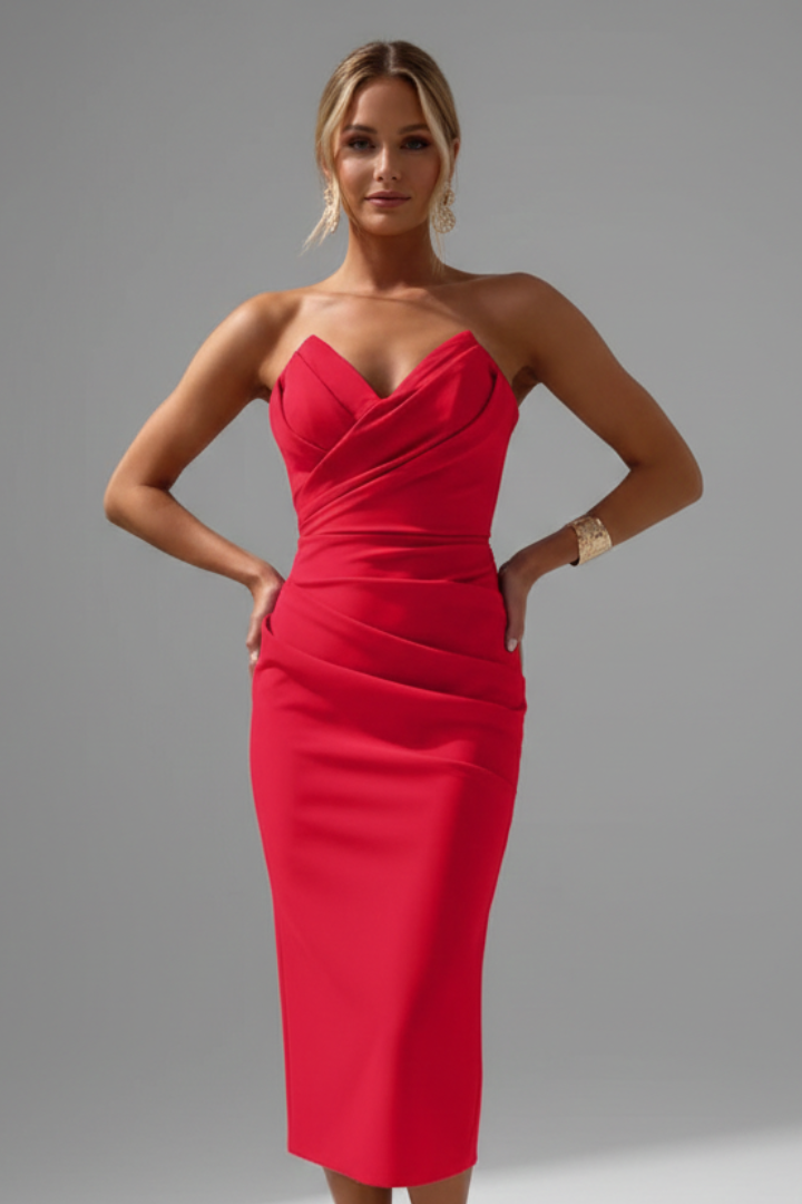 Florence - Women's Dress with strapless Neckline and ruched Skirt