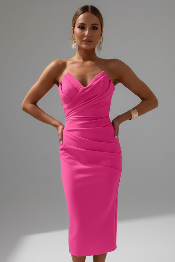 Florence - Women's Dress with strapless Neckline and ruched Skirt