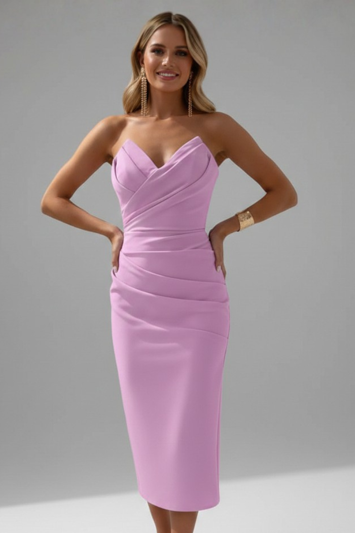 Florence - Women's Dress with strapless Neckline and ruched Skirt