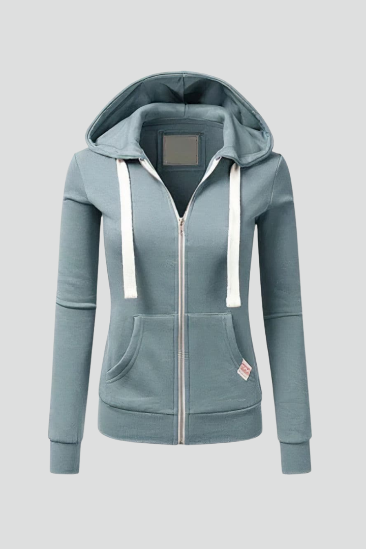 Eva - Women's Hoodie with Front Zip and Kangaroo Pockets